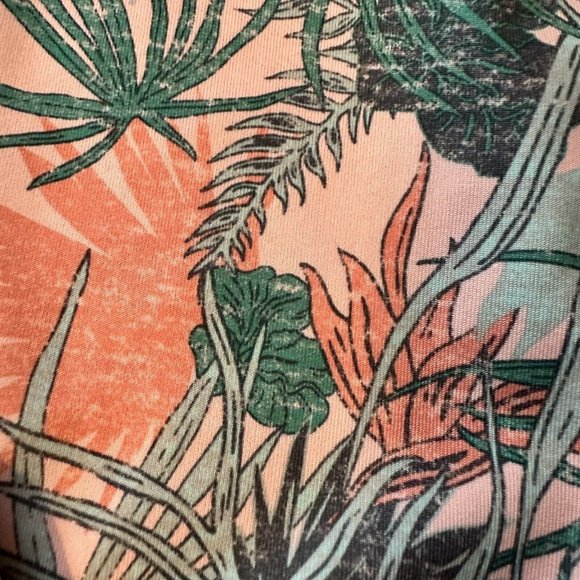 Preowned Reebox Womens Pink and Green Tropical Leggings Size 2X - Picture 2 of 9